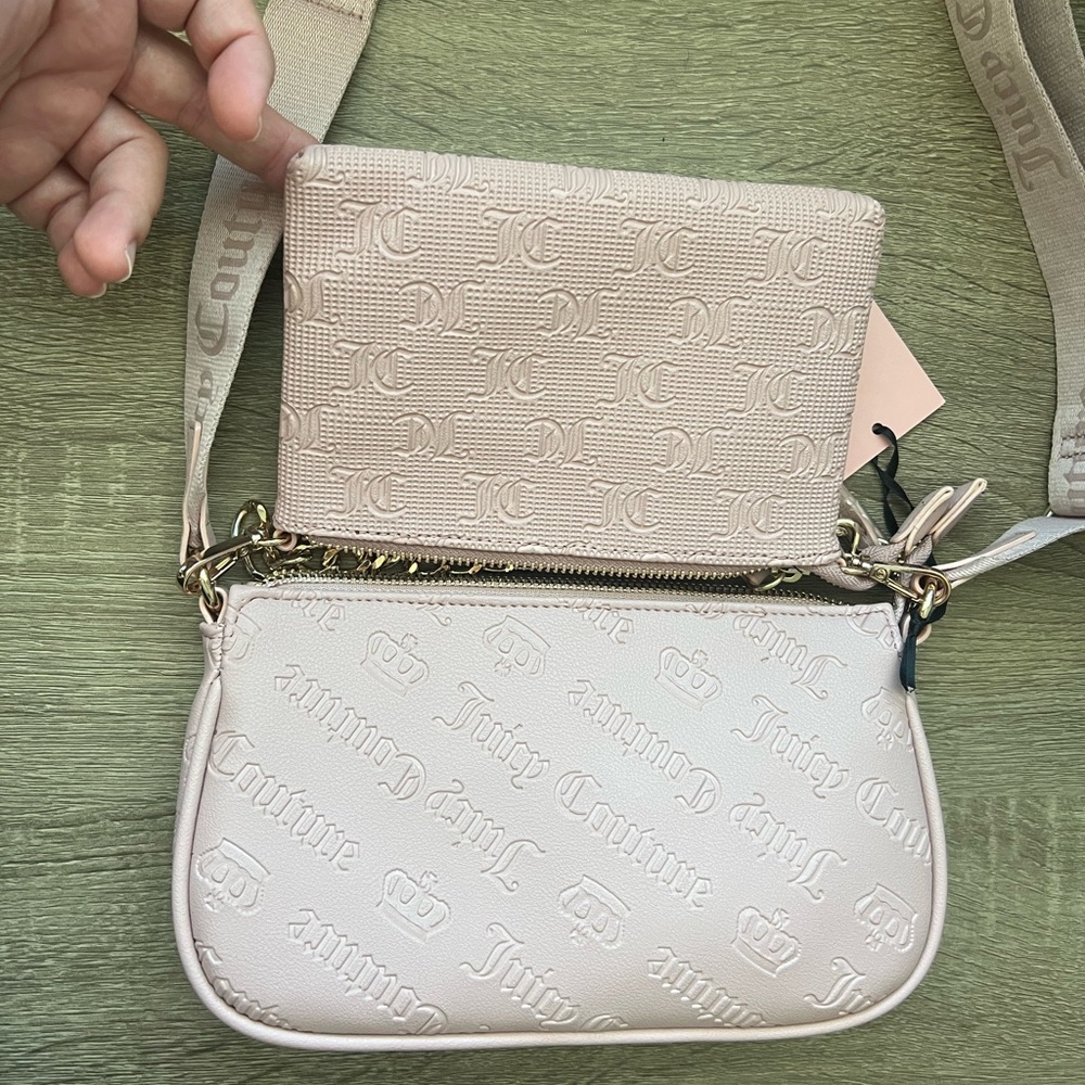 NWT Juicy Couture Pink 2 in 1 Crossbody Bag with Gold Chain - Picture 6 of 11